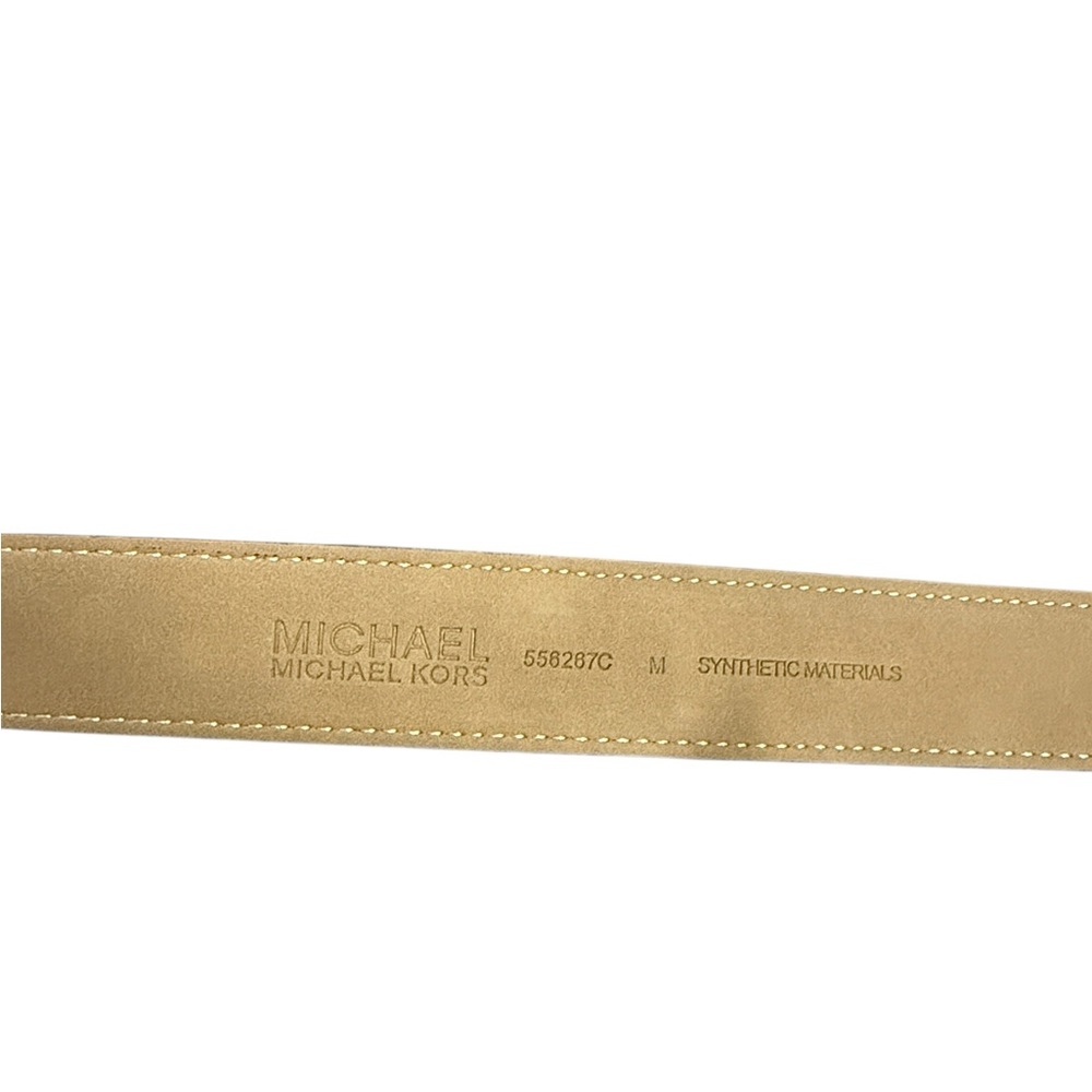 Michael Kors Women’s Belt Size Medium Black Gold Tone Buckle Faux Leather MK - Picture 6 of 7